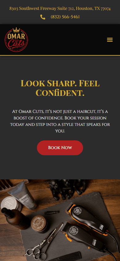 Omar Cuts website — mobile view
