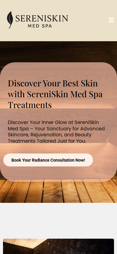 SereniSkin Med Spa website — mobile view