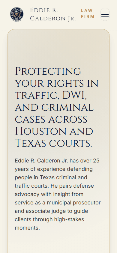 Eddie Calderon Attorney website — mobile view